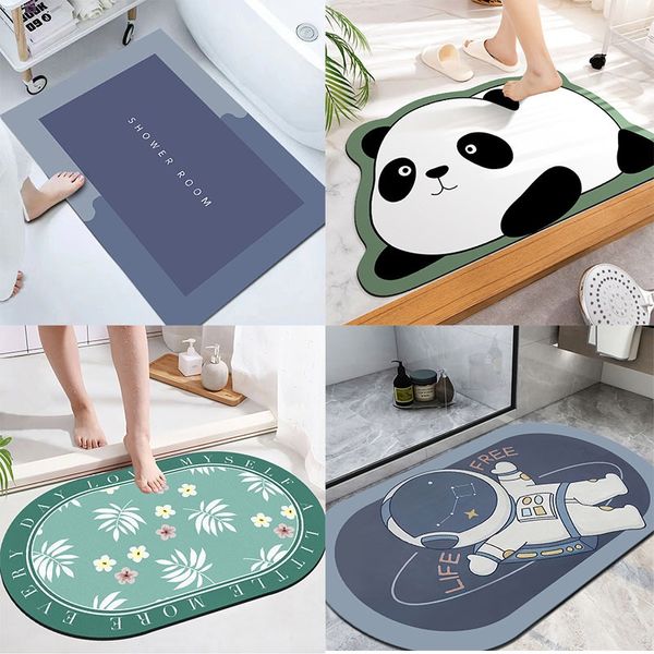 Tapis de sol en boue de diatomées de salle de bain en gros, tapis de salle de bain, tapis de sol absorbant, tapis de toilette simple antidérapant et à séchage rapide