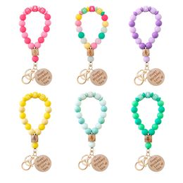 Porte-clés en perles de Silicone lumineux, vente en gros, Bracelet de poignet, cadeaux de fête d'anniversaire, vente en gros