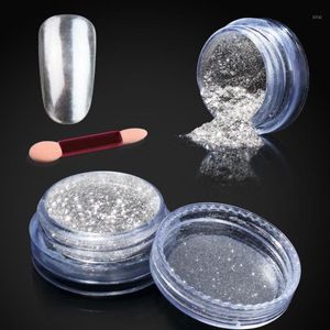 Al por mayor-Beau Gel 1g / Box Glitter Shinning Gold Sliver Powder Mirror con pinceles para uñas Rianbow Polish Pigment