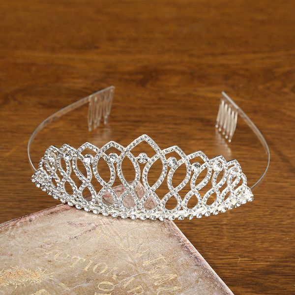 Hermosos titulares de diamantes de imitación al por mayor Cristal Camino caliente para mujeres o niñas Fiesta de bodas Regalo Silver Tiara Tiara Accesorios