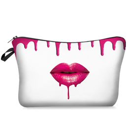 Groothandel schoonheid lip 3d print vrouwen cosmetische tas reizen make-up tassen organizer make-up case opslag pouch toilettas doos