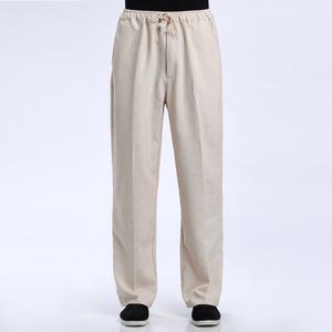 Groothandel-beige Chinese mannen linnen broek broek casual actieve gratis verzending maat M L XL XXL XXXL 2505-1