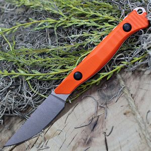 Venta al por mayor BM 15700 Flyway cuchillo de hoja fija lavado a la piedra cuchillo recto trasero/naranja mangos G10 herramientas tácticas de supervivencia al aire libre BM 15002 15600 15006 15017 3300