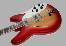 Wholesale -Best China China Guitar Deluxe Model 36012 String Electric Guitar Semi Hollow Cherry Burst 258