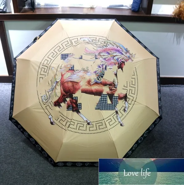 Vente en gros de grande marque Carriage Tide Brand Sun Umbrellas Parapluie solaire à double usage pour femmes Protection solaire Protection Uv Parapluie automatique pliant