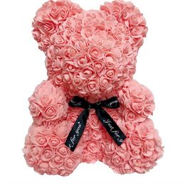 Groothandel Big Custom Teddy Rose Bear met doos luxueuze 3d beer of rozen bloem kerstcadeau Valentijnsdag cadeau SS1205