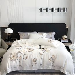 En gros de gros terrains de lin italien européen lavé la soie avancée luxe cool et soyeuse à literie sette de lit de couverture de lit de lit 240508