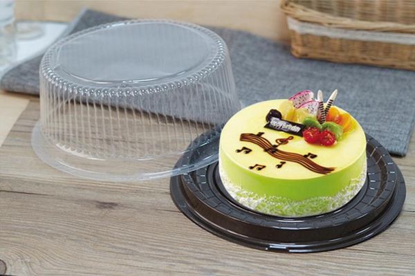 vente en gros grande boîte à gâteau ronde/boîte à fromage de 8 pouces/récipient à gâteau en plastique transparent/grand support à gâteau