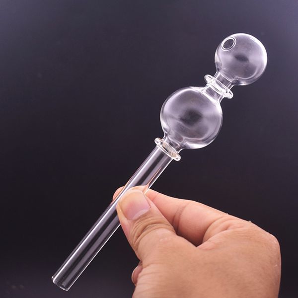 wholesale Pipe en verre de grande taille Brûleur à mazout bong narguilé Pipe à cuillère avec boule de 30 mm design double cigarette en verre pipe à herbes sèches