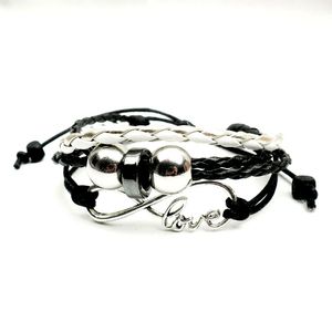 Groothandel- Black Love PU lederen armbanden Verstelbare knoop mode-sieraden voor mannen en vrouwen religieuze hy76