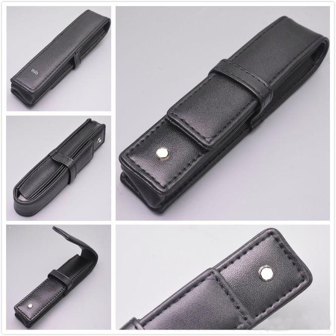 Wholesale Black PU/Genuine Leather Pencil bags classic Stationery Office High Quality M Pouch Brand Set Gift luxury Pen Case