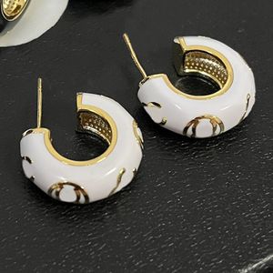 Boucles d'oreilles de marque de marque en gros de Blanc Blanc Blanc Boucles d'oreille 18k Gold plaqué en acier inoxydable boucles d'oreille pour femmes bijoux de mariage