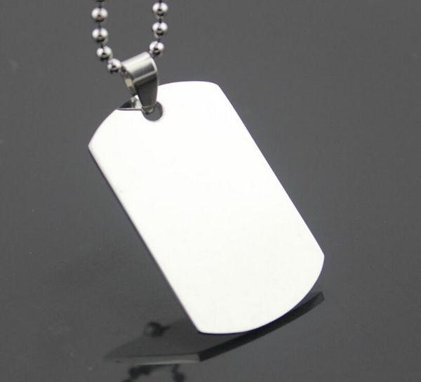 En gros blanc gravable en acier inoxydable chat chien étiquette armée hommes pendentif pour garçons animal de compagnie carte d'identité étiquettes de collier avec collier