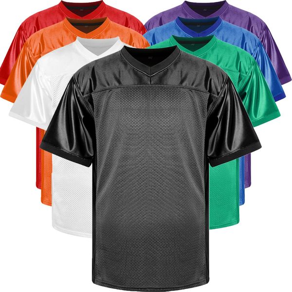Venta al por mayor Jersey de fútbol liso en blanco Camiseta deportiva Jerseys de Hip Hop Uniforme atlético Malla Transpirable Nombre personalizable Números Camisas retro para hombre S-3XL
