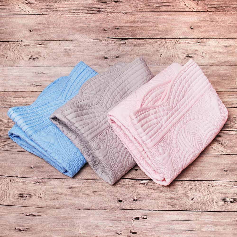 Wholesale Blanks Heirloom Infant Quilts Cotton Baby Blankets quilted Navy White Ruffle Minky Toddle BabyS Gift Newborn Swaddle Blanket 50PCS WLL1075
