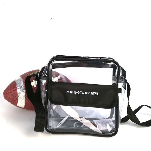 Material de PVC Messenger Bag 25pcs / Lot EE. UU. Almacén local Transparente Transparente Vidrioso Embragues transparentes Nada que ver aquí Summer Fashion Flap Crossbody DOMIL106-360