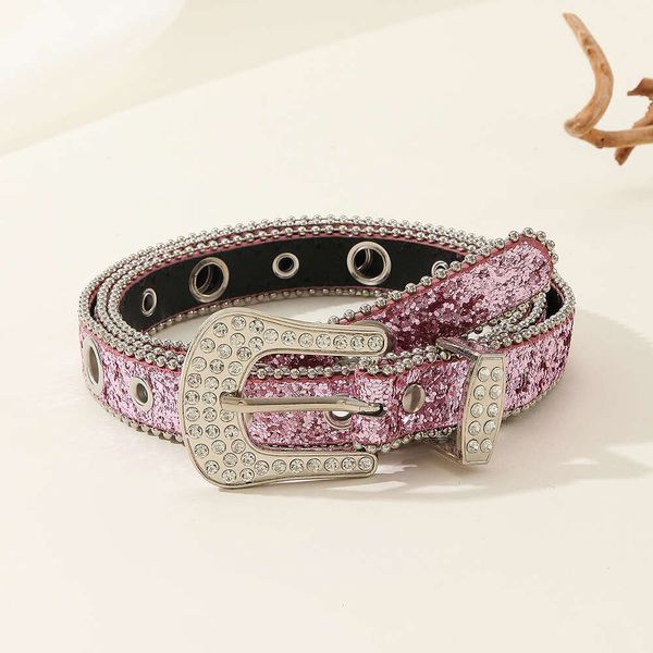 Atacado Bling Western Cowboy Cristal Strass Cinto feminino Cinto Cravejado de Diamante