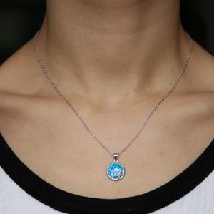 feu de gros-bleu pierre précieuse opale 2018 star mer bijoux de plage d'été gravé nouvelle conception unique 925 collier géométrique en argent sterling