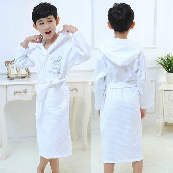 Azul al por mayor rosa blanco blanco manga larga bata de baño ropa de dormir niños niños bañera de baño con capucha de verano bañera l287 231221