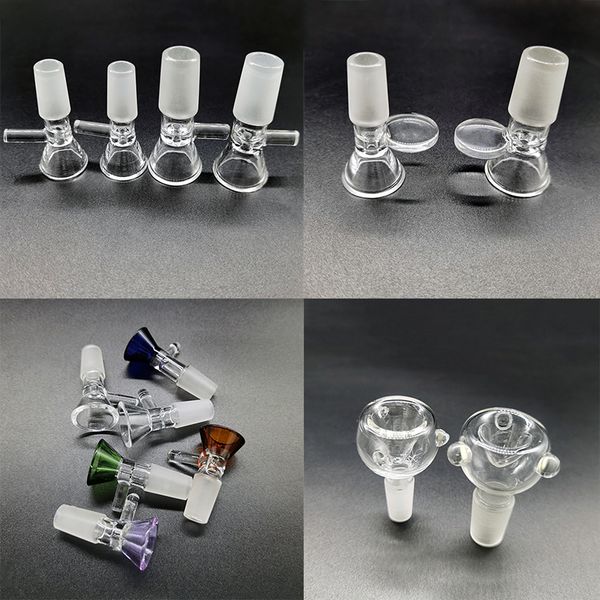 Gros Bong Narguilé Bol En Verre Diapositive Heady Épais Rond Entonnoir 4style 14mm 18mm Mâle Avec Poignée Tabac Herb Brûleur À Huile Sèche Fumer Tuyau Dab Rig Fumée Accessoire