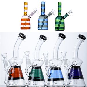 Forme de bouteille en gros Mini petits narguilés accessoires pour fumer avec bol percolateur en ligne percolateur tige descendante diffusée Klein recycler bécher Bong plate-forme pétrolière Dab Rigs WP2286