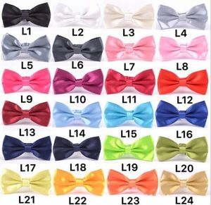 wholesale BowTie Hommes Dickie Noeud Papillon Cravates Attachées Réglable Mariage Bal Couleurs Unies Soie Unie 35 couleurs