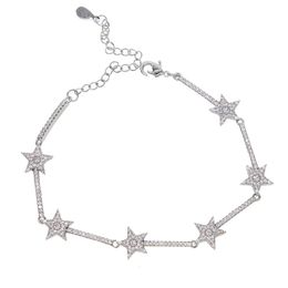 Groothandel- armband voor vrouwen Eenvoudige verharde CZ Star CZ Bar Design Linked Mode-sieraden voor 2018 Kerstcadeau Charmante Vrouwen Sieraden