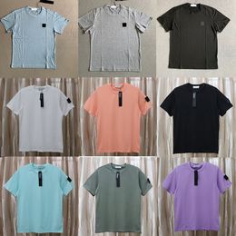 Camisetas de diseñador de marca Topstoney para hombre, insignia bordada básica clásica, Camiseta holgada de algodón con cuello redondo pequeño y estilo isla