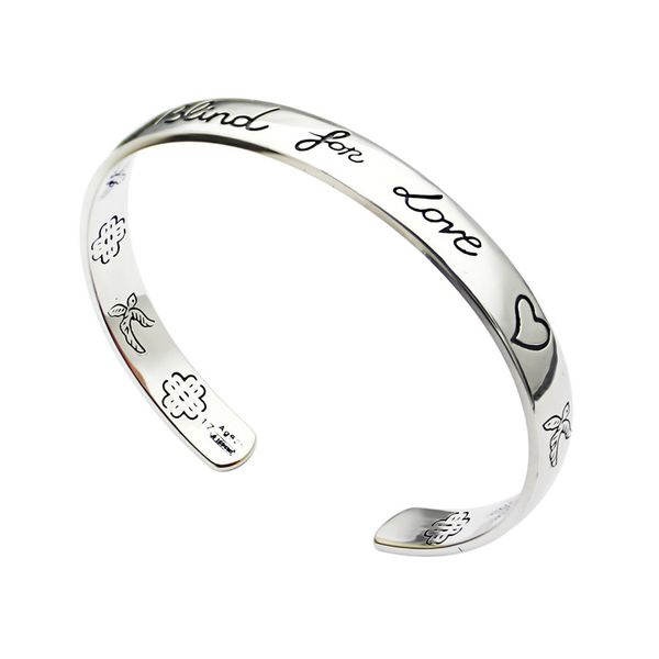Gros-marque mode femme bracelet à breloques lettre G gravé LOVE oiseau en forme de cœur ouverture bracelet Ajin version du bracelet du couple