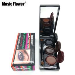 Groothandel- Make-up muziekbloem 3 kleuren wenkbrauw poeder eyeliner gel 24 uur duurzame waterdichte smudge-proof cosmetica oog wenkbrauw crème