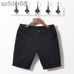 Gros - marque d'été noir blanc mec jeans shorts coton noupped denim pantalon qualité slim slim style mode bermuda short mâle asa9