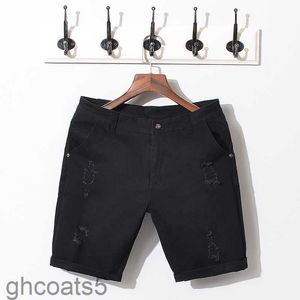 Al por mayor: marca Summer Black White Men Shorts pantalones cortos de algodón Denim corta de mezclilla Calidad de moda delgada sólida