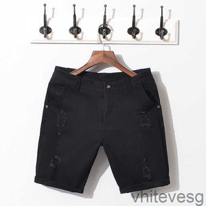 En gros - marque d'été noir blanc mec jeans shorts coton noupped denim pantalon qualité slim slim style mode shorts bermuda mâle 8qup