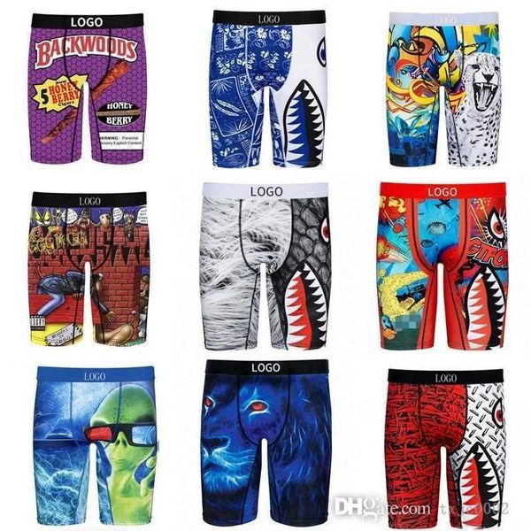 Shorts de marque en gros pour hommes, sous-vêtements imprimés, pantalons courts, slips de Sport respirants, vente en gros