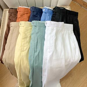 Tissu respirant en gros en été en été slim slim ajustement droit des pantalons pour hommes 100% pantalon décontracté chino en lin en lin