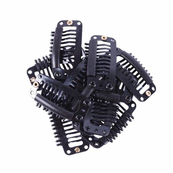 Los mejores clips para peluca, marrón, Beige, negro, 50 Uds., venta al por mayor, peines metálicos de acero inoxidable, extensión de cabello para mujeres en U y alambre de 32mm