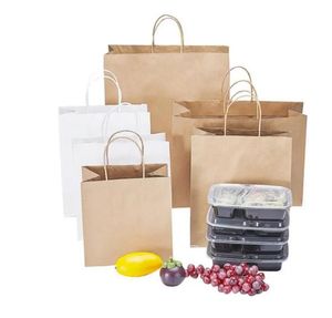 vente en gros sacs à provisions brun kraft sac en papier avec poignées sacs-cadeaux emballage sacs kraft réutilisables recyclables pochettes de mariage