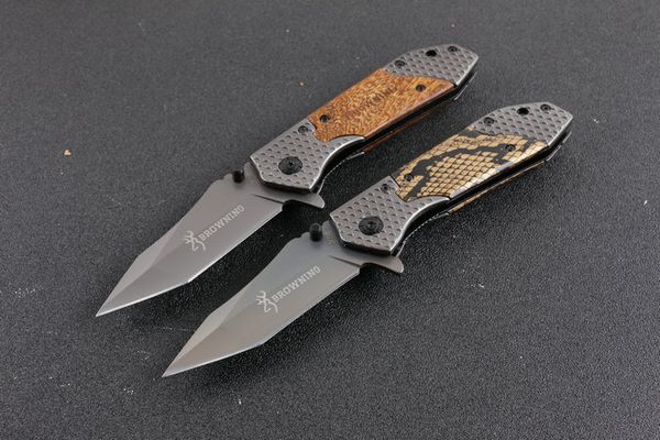 Gros Browning X66 2 modèles titane tactique couteau pliant Flipper manche en bois en plein air Camping chasse survie couteau de poche EDC outil