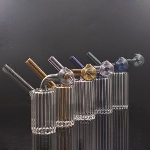 Venta al por mayor Bubbler Oil Burner Pipe Mini Glass Bongs Percolador Difusor Tuberías de agua Filtro de reciclaje Fumar Dab Rigs con aceite Nail Adapter Bowl