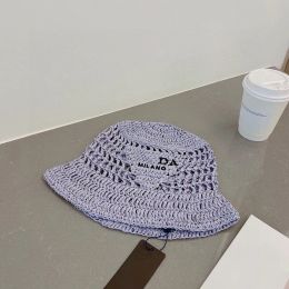Groothandel emmer hoed Zomerstro -hoed handgemaakt met geborduurde letters geschikt voor Summer Beach Travel Beautiful