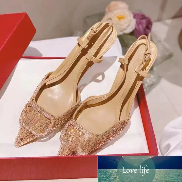 Zapatos de vestir de diamantes de diario inferior al por mayor Sandalias de punta puntiaguda para mujeres tacones altos verano