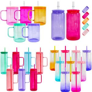 en gros en vrac 16 oz de couleurs vides sublimation borosilicate verre clean peut gelée de bière de bière coupe