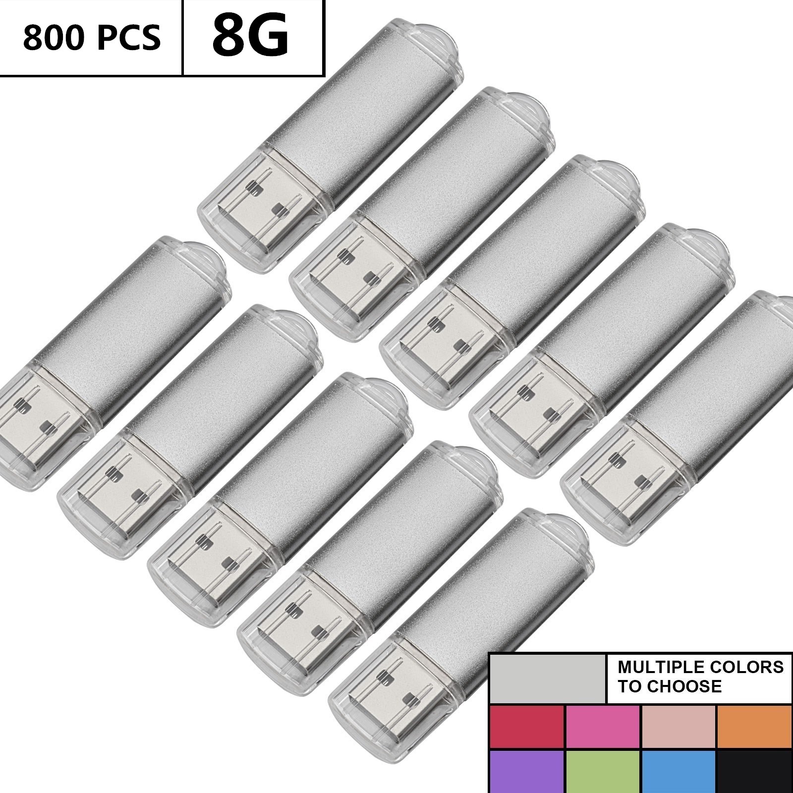 Wholesale Bulk 800PCS 8GB USB Flash Drives Rectangle Memory Stick Storage Thumb Pen Drive Storage LED Indicator for Computer Laptop Tablet