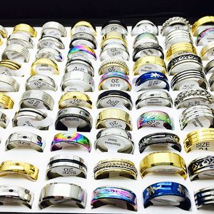 Groothandel Bulk Lot 50 stks Heren Damesmixstijlen Roestvrijstalen Ring Party Engagement Sieraden Bands Ringen