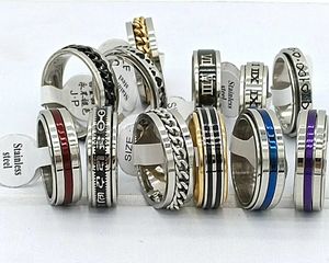 Groothandel Bulk Veel 30 stks/partij Mannelijke Spinner Ring Draaien Rvs Mannen Mode Spin Ring Punk Sieraden Party Gift 240313