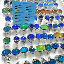 Groothandel bulk veel 50 stks Multi-stijlen Top Mix Mood Ring Temperatuurregeling Kleur Veranderende Ringen Vintage Mannen Vrouwen Sieraden