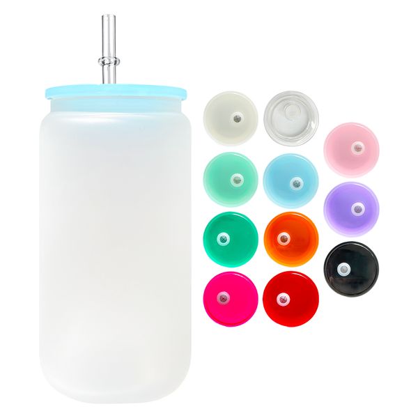 vente en gros en vrac résistant à l'humidité respectueux de l'environnement plastique de remplacement multicolore PP acrylique couvercles de paille de pot Mason couvre pour boîte en verre de boule à neige à double paroi de 12 oz 15 oz