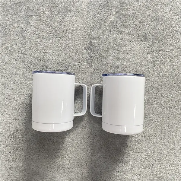 Venta al por mayor a granel con aislamiento al vacío, sublimación de acero inoxidable de doble pared en blanco, tazas de café de 10 oz, tazas de viaje con asa y tapas deslizantes, vendidas por caja