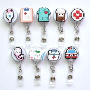 wholesale Fichiers de cartes de visite Nouveau Design 1 Pc Haute Qualité Sile Rétractable Hôpital Infirmière Porte-Badge Bobine Mignon Dessin Animé Id Porte-clés Dr Smtuo