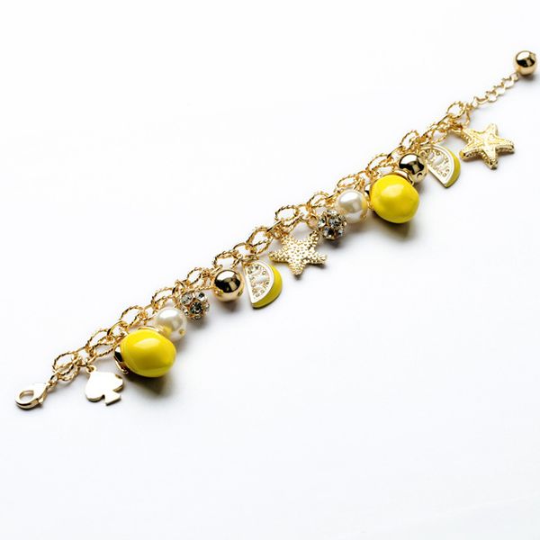 Vente en gros - Bracelets à boutons Design le plus récent européen et américain grand NOUVEAU Grand bracelet d'étoile de mer de fruit de pastèque jaune citron frais